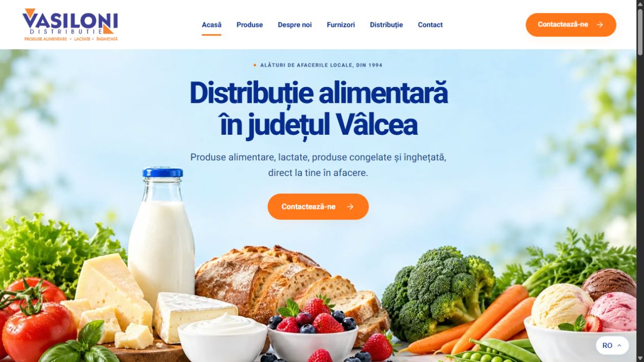 Site-ul Vasiloni: distribuție alimentară în județul Vâlcea